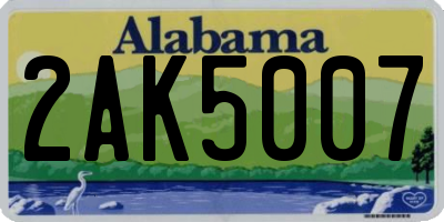 AL license plate 2AK5007