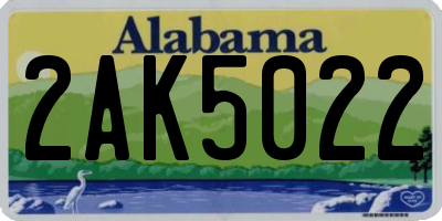 AL license plate 2AK5022