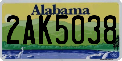 AL license plate 2AK5038
