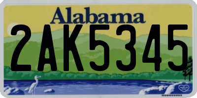AL license plate 2AK5345