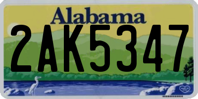 AL license plate 2AK5347