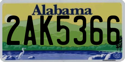 AL license plate 2AK5366