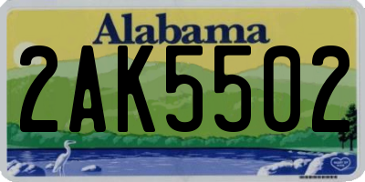 AL license plate 2AK5502