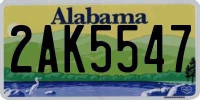 AL license plate 2AK5547