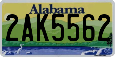 AL license plate 2AK5562