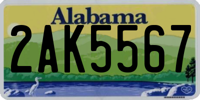 AL license plate 2AK5567