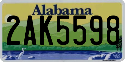 AL license plate 2AK5598