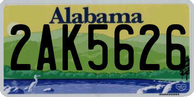AL license plate 2AK5626