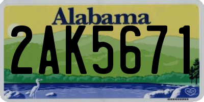 AL license plate 2AK5671