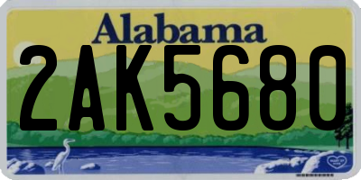 AL license plate 2AK5680
