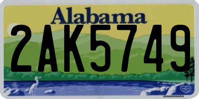 AL license plate 2AK5749