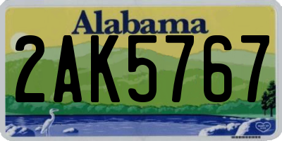 AL license plate 2AK5767