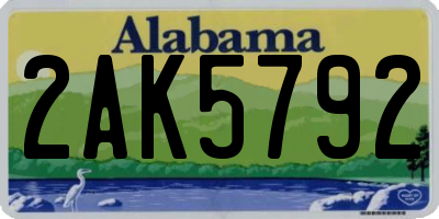 AL license plate 2AK5792