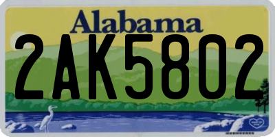 AL license plate 2AK5802