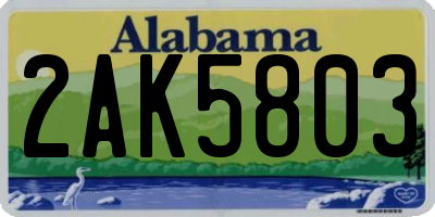 AL license plate 2AK5803
