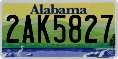 AL license plate 2AK5827