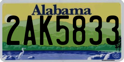 AL license plate 2AK5833