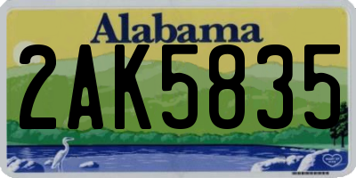 AL license plate 2AK5835