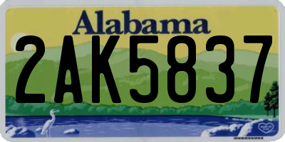 AL license plate 2AK5837