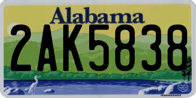 AL license plate 2AK5838