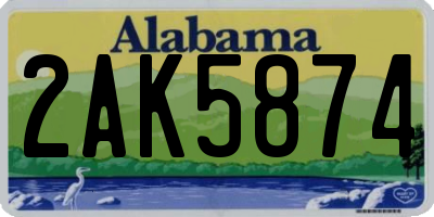 AL license plate 2AK5874