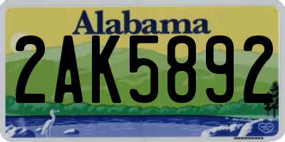 AL license plate 2AK5892