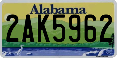 AL license plate 2AK5962