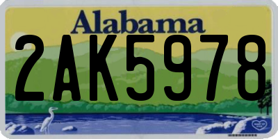 AL license plate 2AK5978