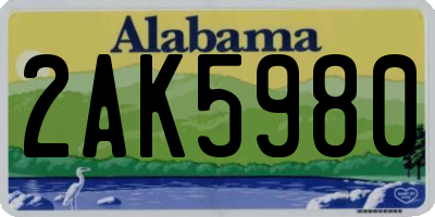 AL license plate 2AK5980