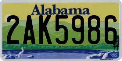 AL license plate 2AK5986