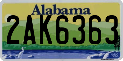 AL license plate 2AK6363