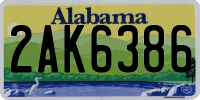 AL license plate 2AK6386