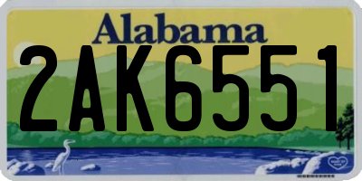 AL license plate 2AK6551