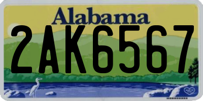 AL license plate 2AK6567