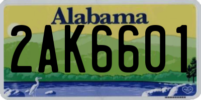AL license plate 2AK6601