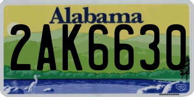 AL license plate 2AK6630