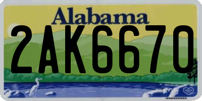 AL license plate 2AK6670