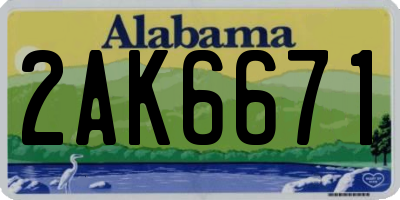 AL license plate 2AK6671