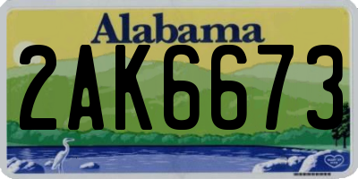 AL license plate 2AK6673
