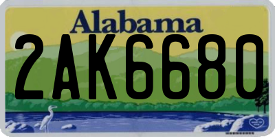 AL license plate 2AK6680