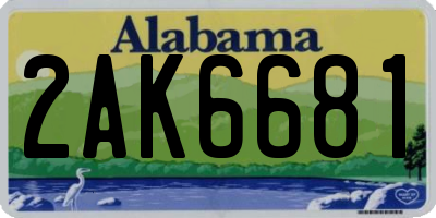 AL license plate 2AK6681