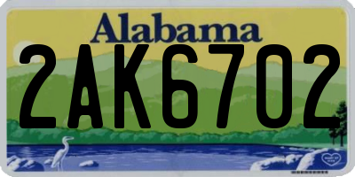 AL license plate 2AK6702