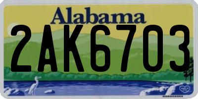 AL license plate 2AK6703
