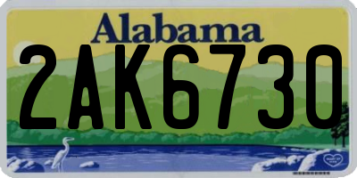 AL license plate 2AK6730