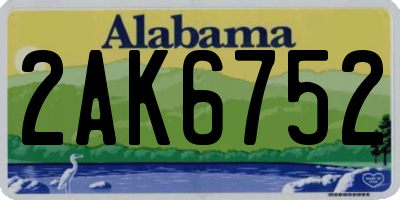 AL license plate 2AK6752