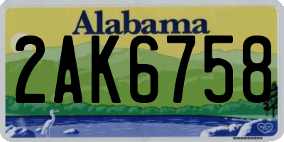 AL license plate 2AK6758