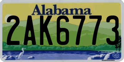 AL license plate 2AK6773