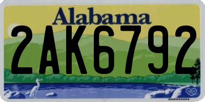 AL license plate 2AK6792