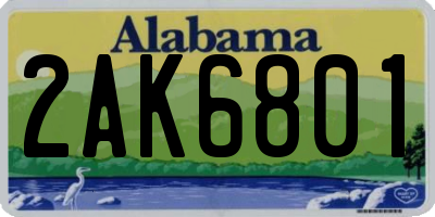 AL license plate 2AK6801