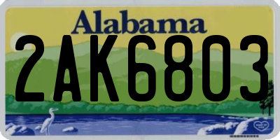 AL license plate 2AK6803